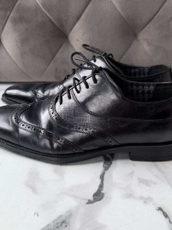 Karl Lagerfeld Leather Wingtip Oxford Dress Shoes in Black Size 9 main image 6